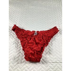 Pink By Frankies Bikinis Cheeky Red Eyelet Bikini Bottom Size L Strachey fit NWT